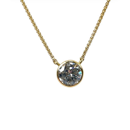 18ct Yellow Gold Diamond Solitaire Pendant & Chain (16”)