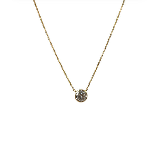 18ct Yellow Gold Diamond Solitaire Pendant & Chain (16”)