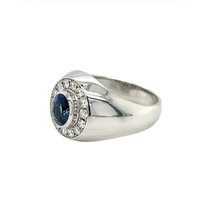 18ct White Gold Sapphire & Diamond Cluster Ring (S)