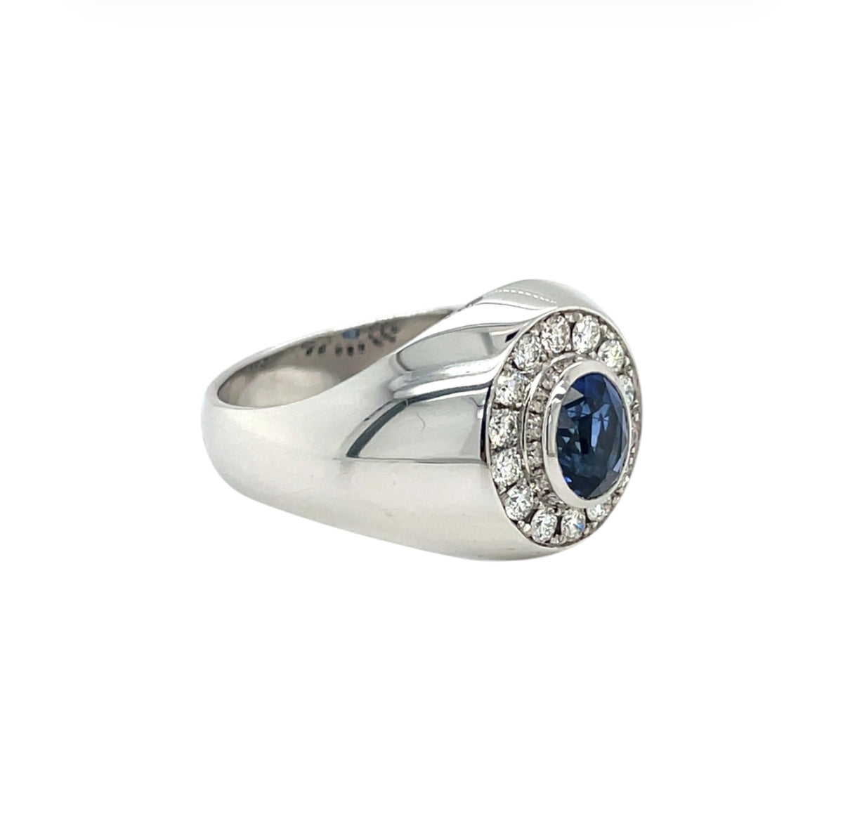 18ct White Gold Sapphire & Diamond Cluster Ring (S)