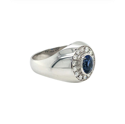 18ct White Gold Sapphire & Diamond Cluster Ring (S)