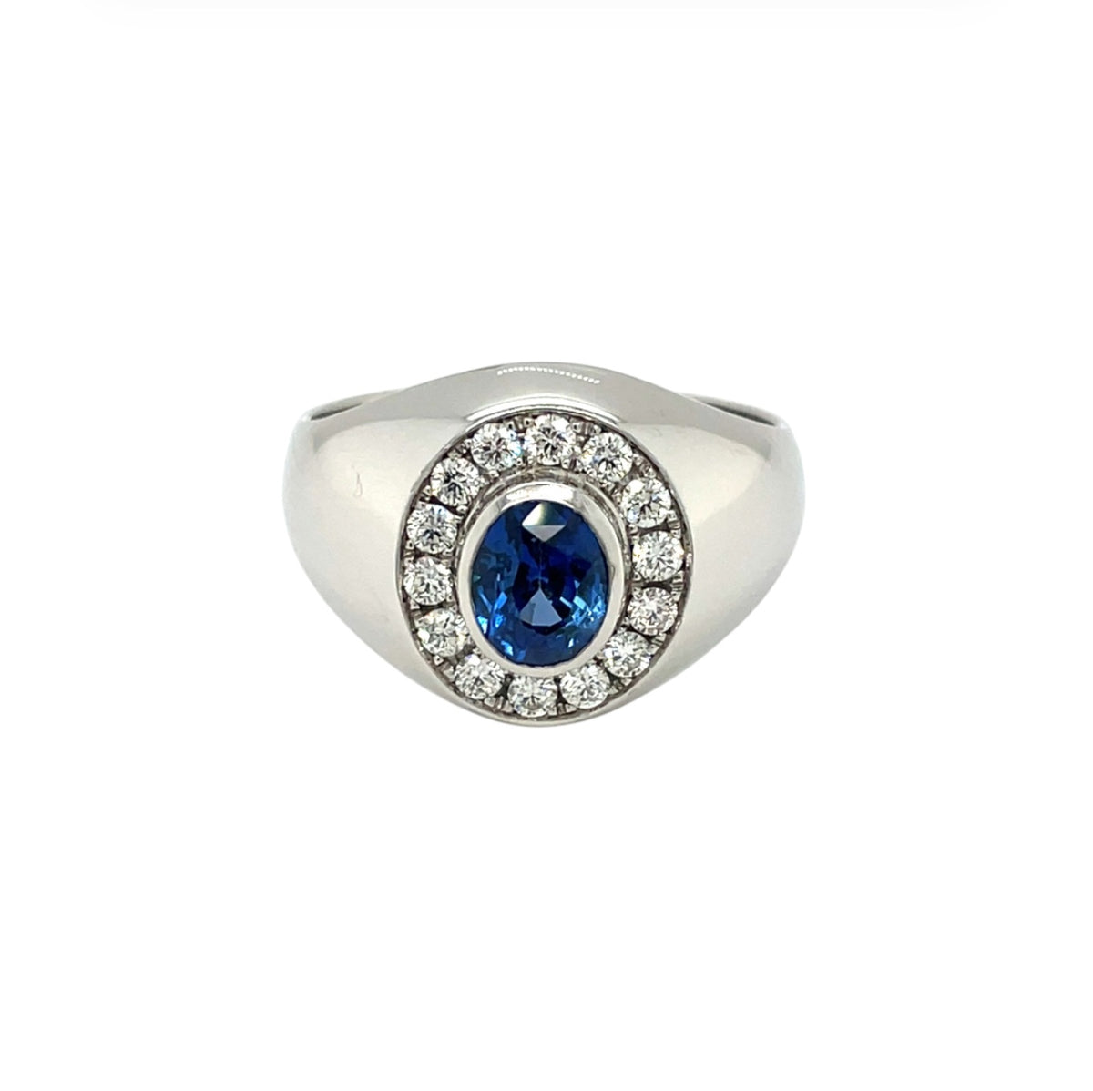 18ct White Gold Sapphire & Diamond Cluster Ring (S)