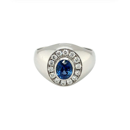 18ct White Gold Sapphire & Diamond Cluster Ring (S)