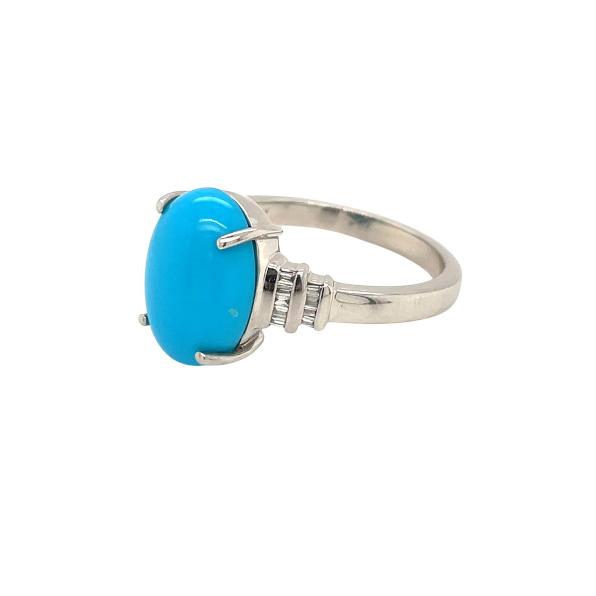 Platinum Turquoise & Diamond Ring (S)