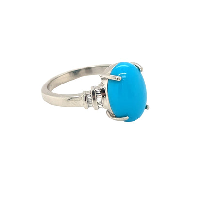 Platinum Turquoise & Diamond Ring (S)