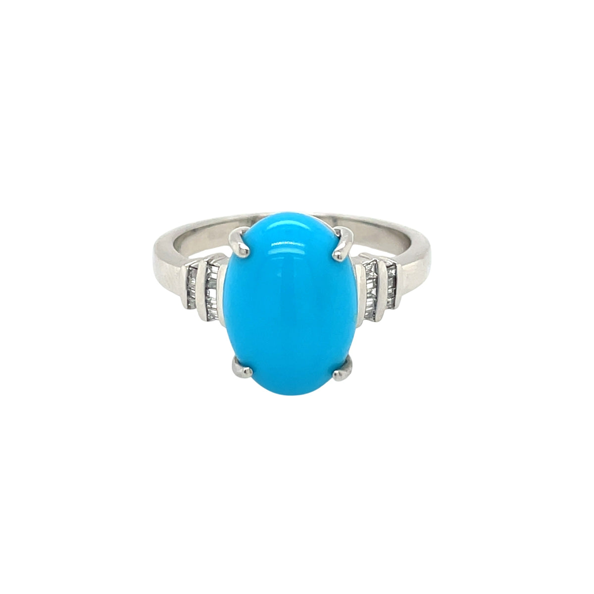Platinum Turquoise & Diamond Ring (S)
