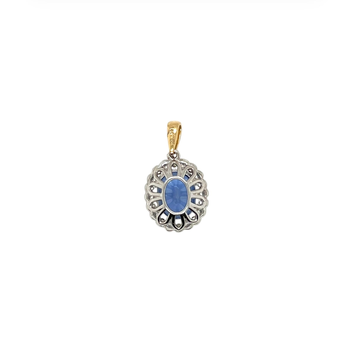 18ct Yellow Gold Sapphire & Diamond Cluster Pendant