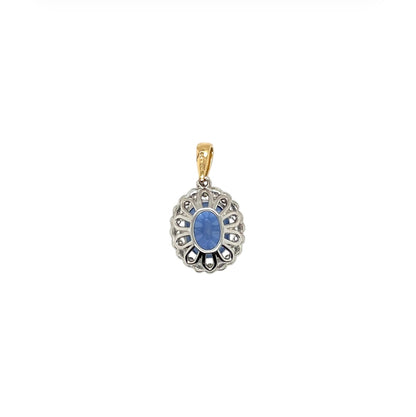 18ct Yellow Gold Sapphire & Diamond Cluster Pendant