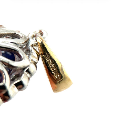 18ct Yellow Gold Sapphire & Diamond Cluster Pendant