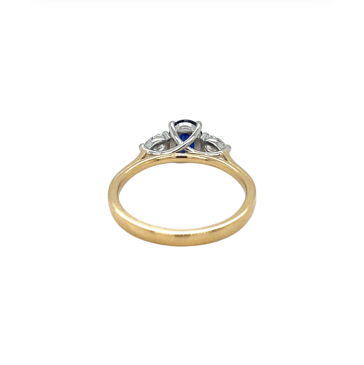 18ct Yellow Gold & Platinum Sapphire & Diamond Three Stone Ring (M1/2)