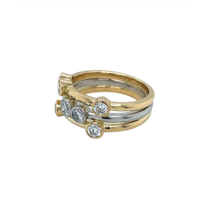 18ct Yellow Gold & Platinum Diamond Bubble Ring (M1/2)
