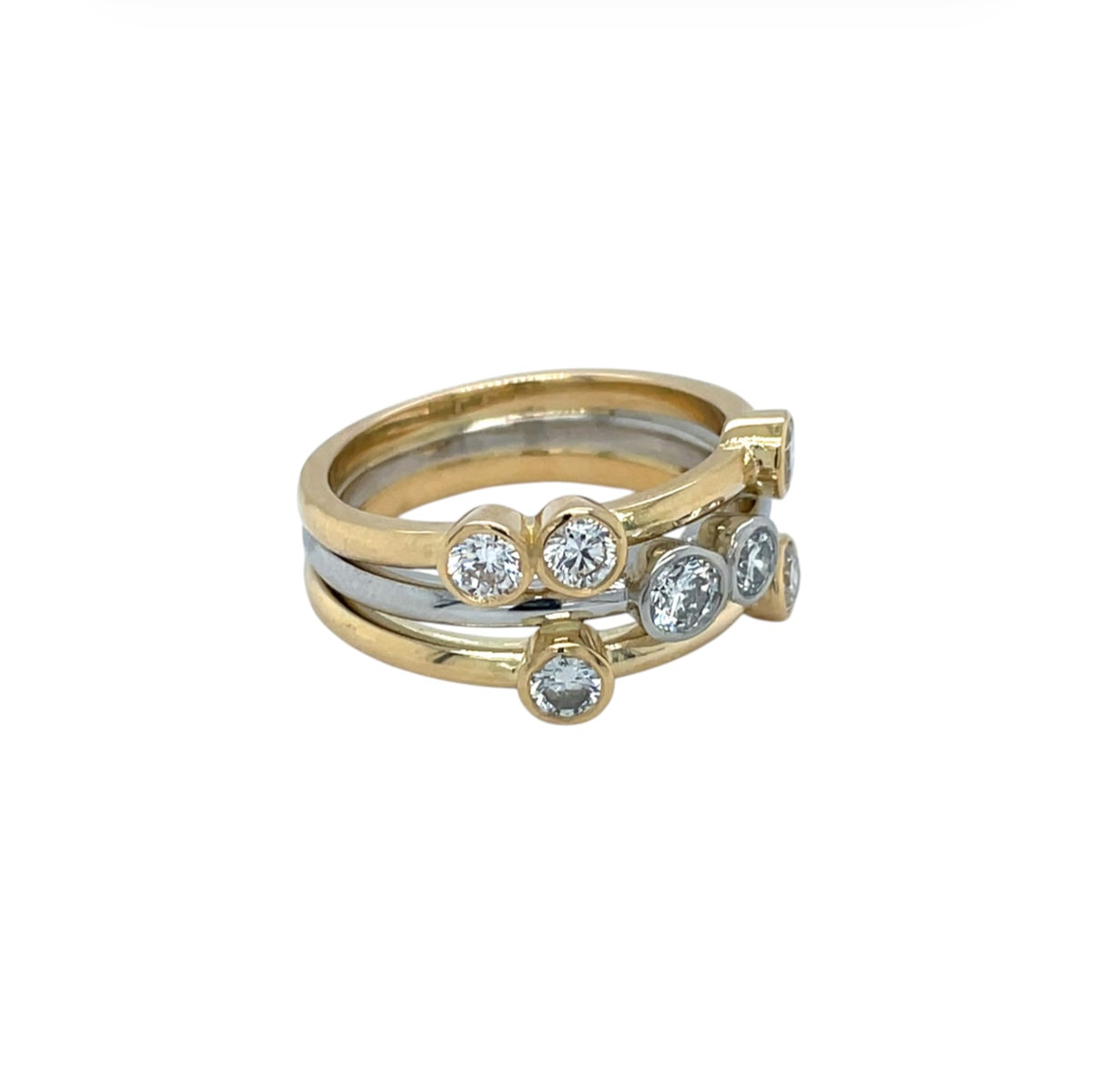 18ct Yellow Gold & Platinum Diamond Bubble Ring (M1/2)