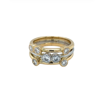 18ct Yellow Gold & Platinum Diamond Bubble Ring (M1/2)