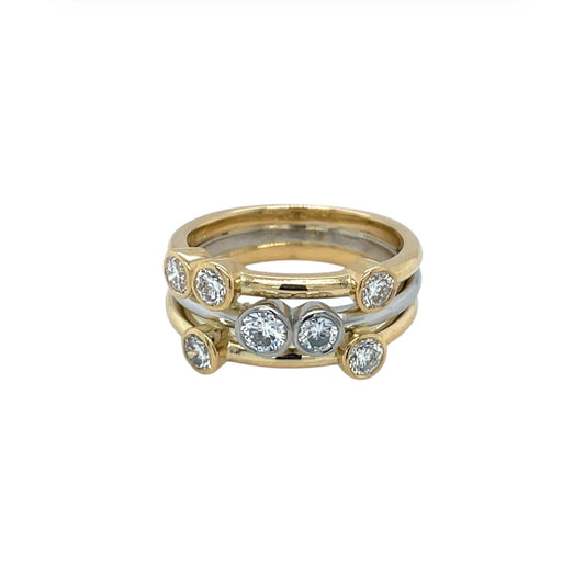 18ct Yellow Gold & Platinum Diamond Bubble Ring (M1/2)
