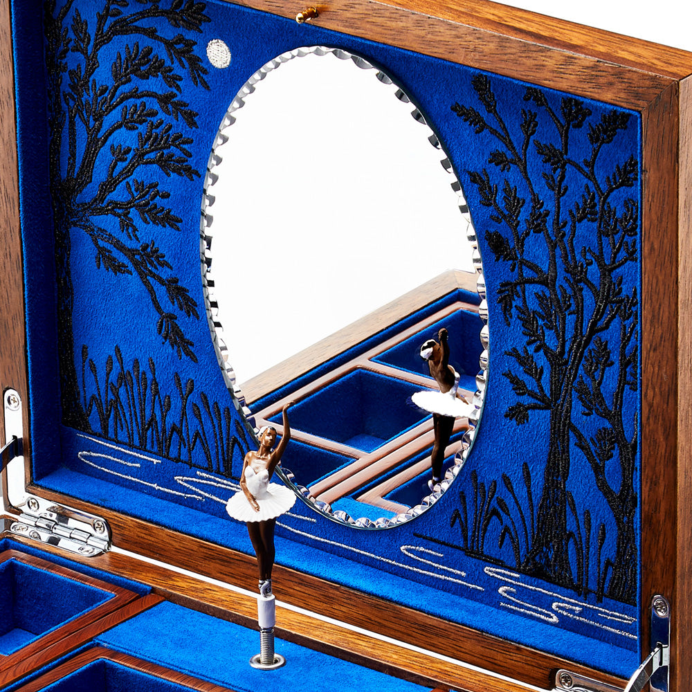 Wolf Ballet Musical Jewellery Box – Swan Lake Walnut Wood