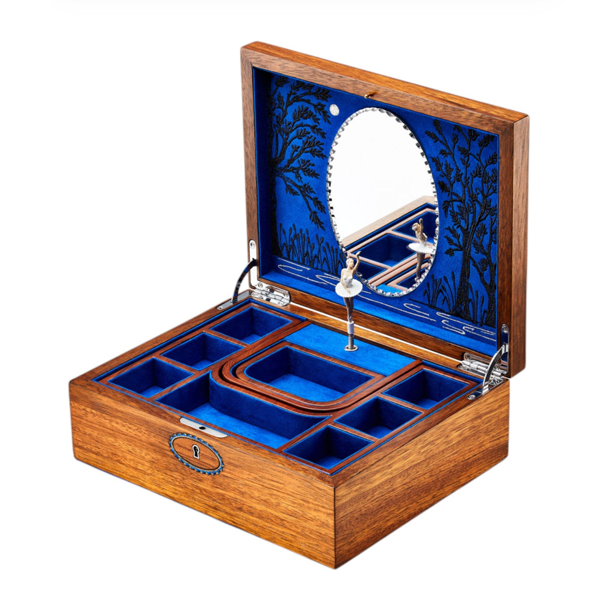 Wolf Ballet Musical Jewellery Box – Swan Lake Walnut Wood