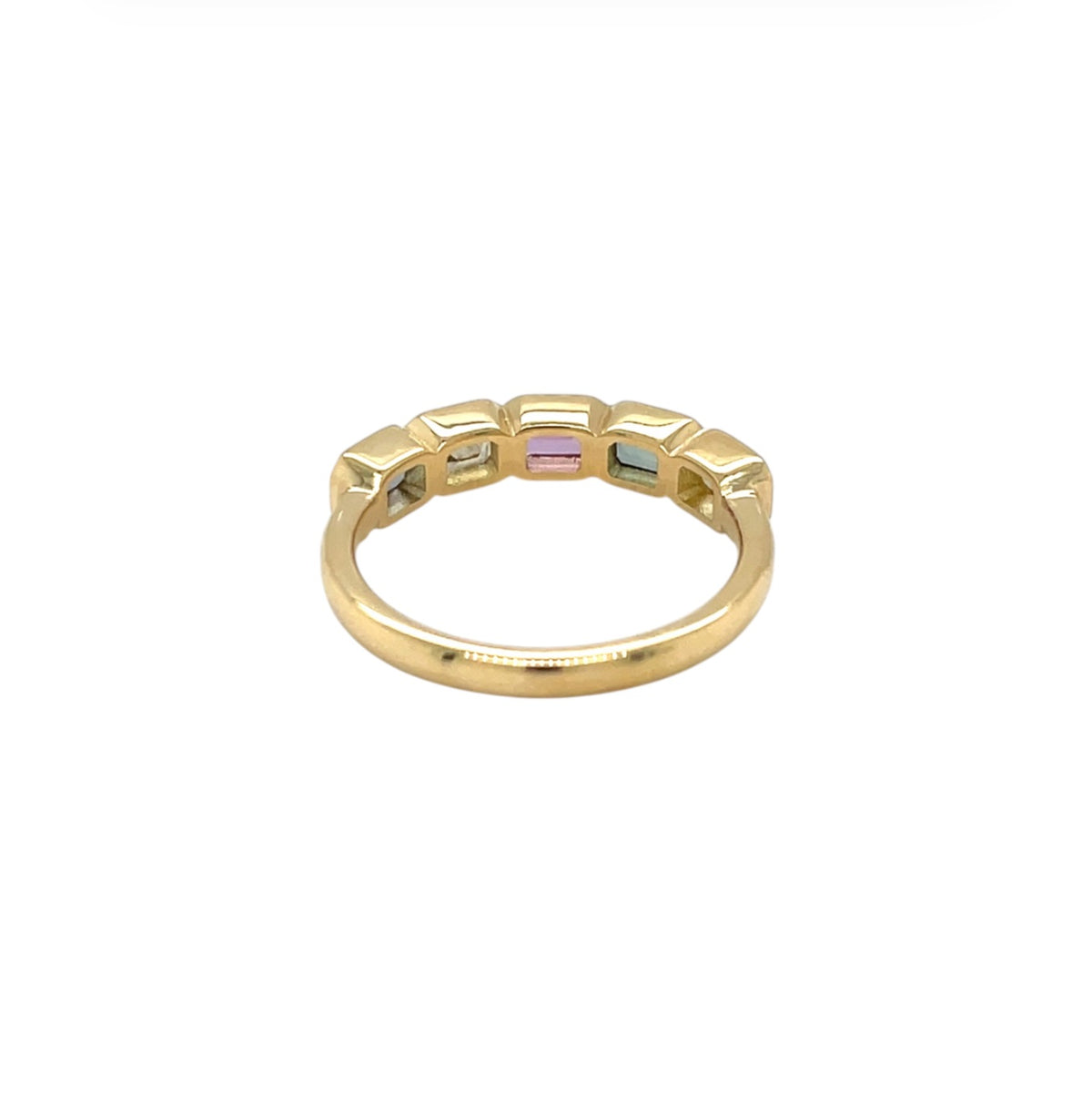 18ct Yellow Gold Five Stone Multicoloured Sapphire Ring (M)