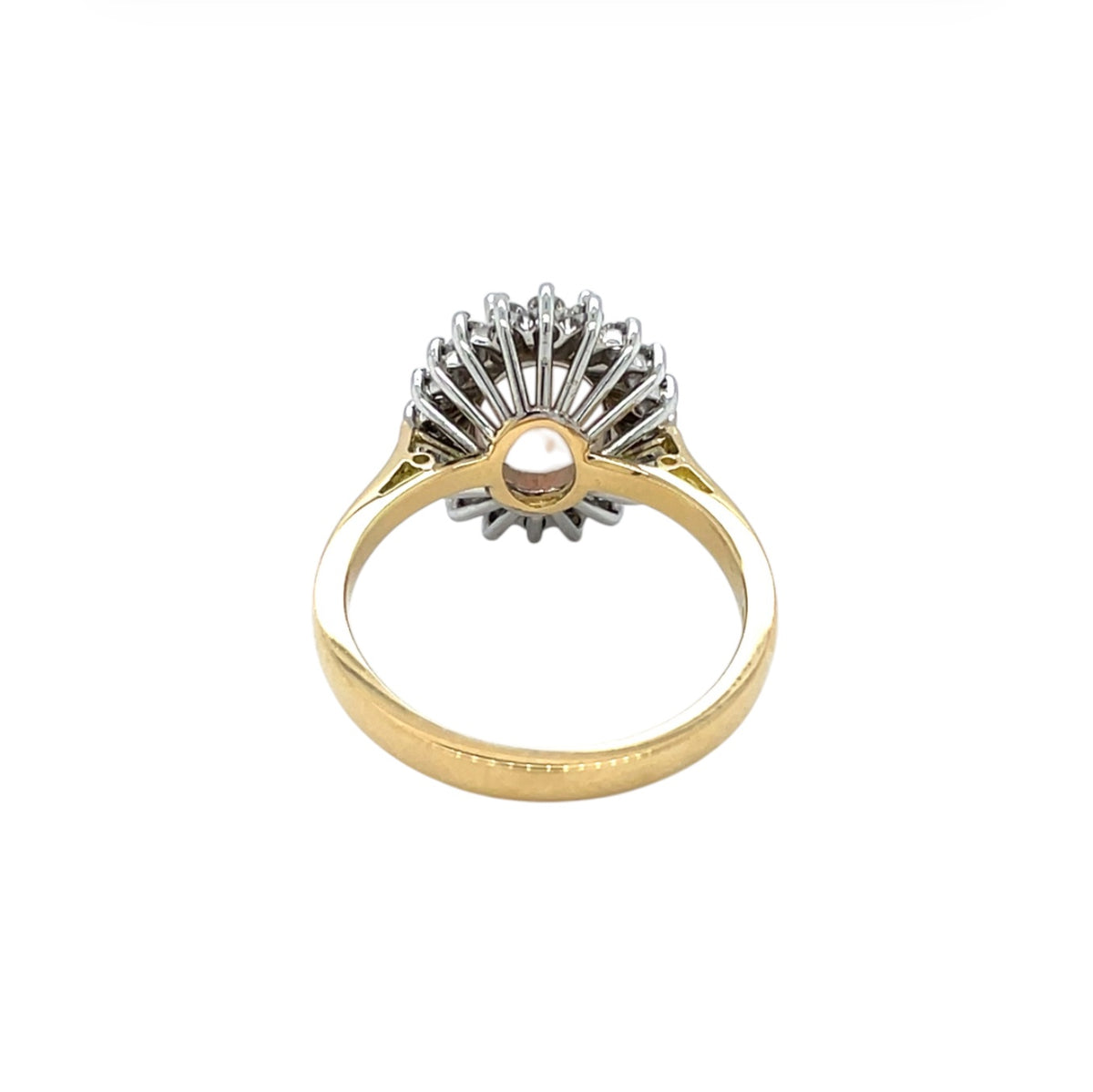 18ct White & Yellow Gold Opal & Diamond Cluster Ring (M)