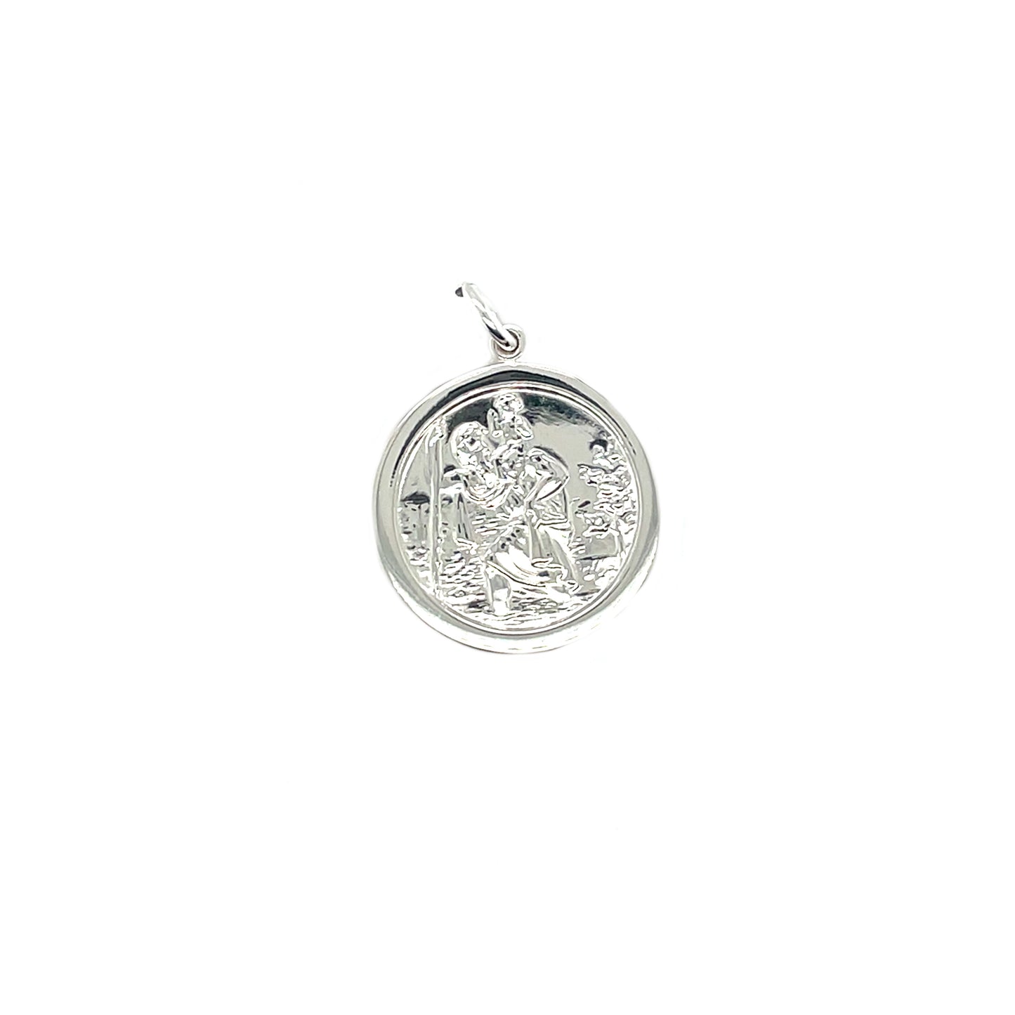 Silver St Christopher Pendant (19mm) & Chain (16-18")