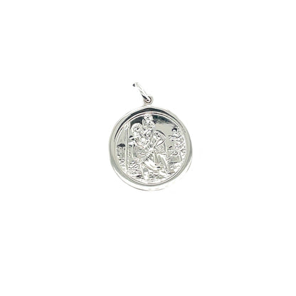 Silver St Christopher Pendant (19mm) & Chain (16-18")