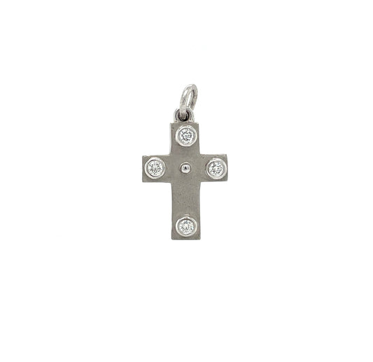 18ct White Gold Diamond Cross Pendant