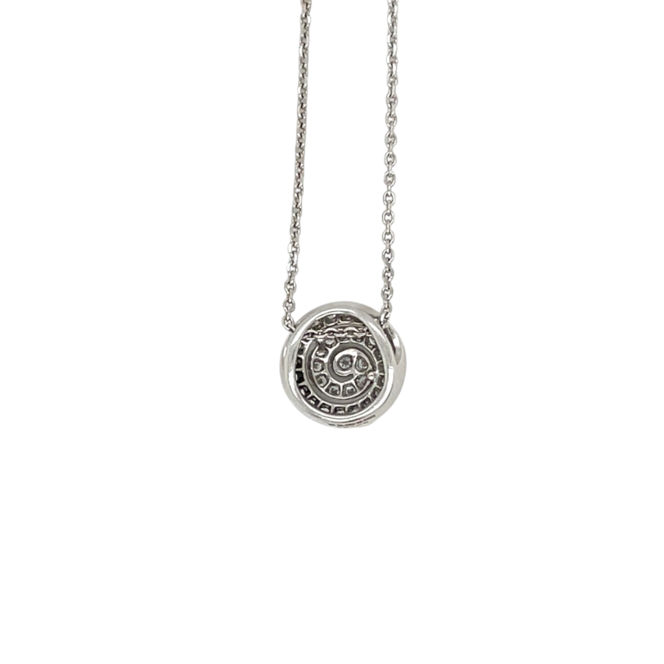 18ct White Gold Diamond 'Swirl' Cluster Pendant & Chain (16-18")