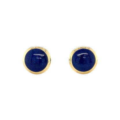 9ct Yellow Gold Lapis Round T-Bar Cufflinks