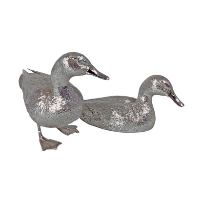 Solid Silver Pair of Ducks