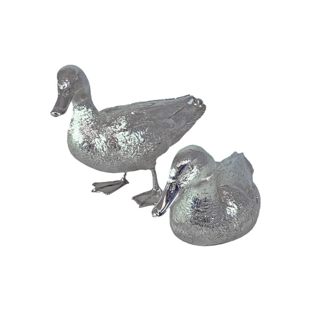 Solid Silver Pair of Ducks