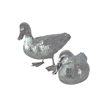Solid Silver Pair of Ducks