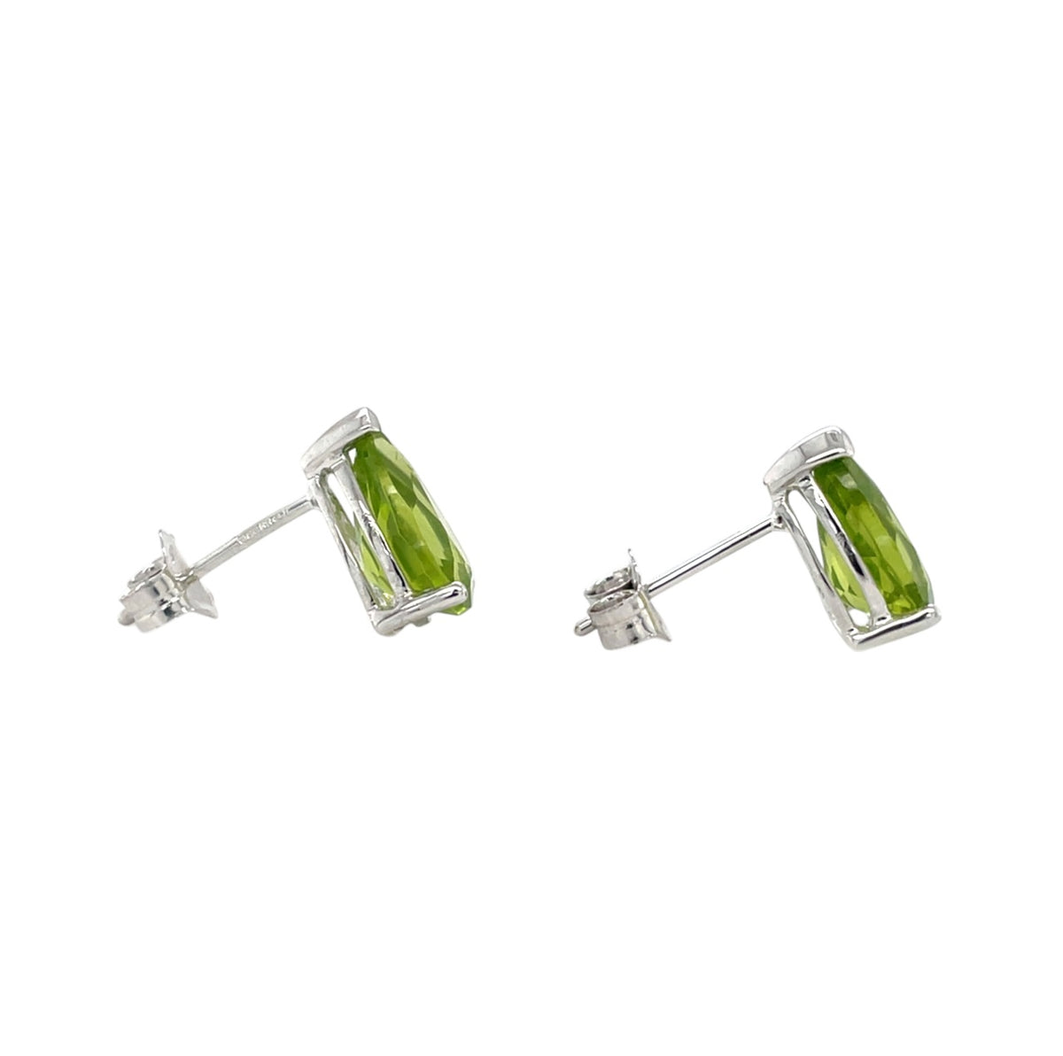 9ct White Gold Pear-Cut Peridot Stud Earrings