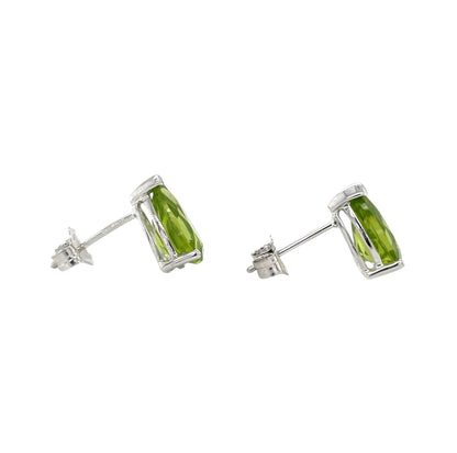 9ct White Gold Pear-Cut Peridot Stud Earrings