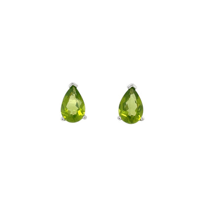 9ct White Gold Pear-Cut Peridot Stud Earrings