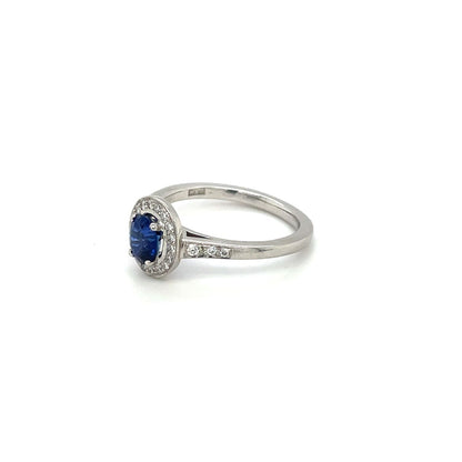 Platinum Sapphire & Diamond Cluster Ring