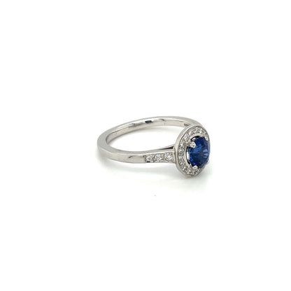 Platinum Sapphire & Diamond Cluster Ring