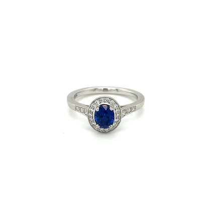 Platinum Sapphire & Diamond Cluster Ring