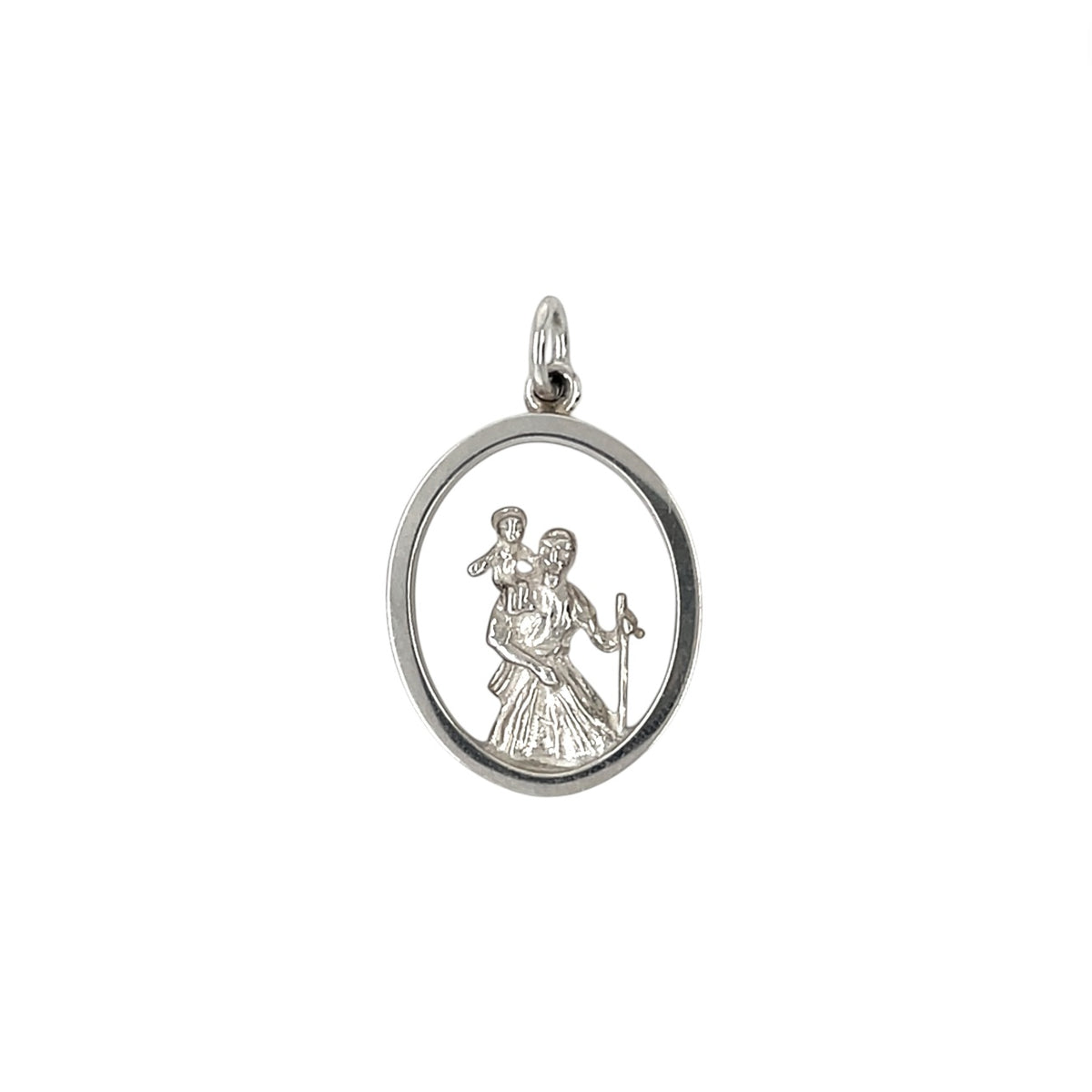 Silver St Christopher Cutaway Pendant & Chain (16-18")