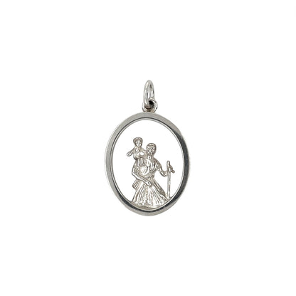 Silver St Christopher Cutaway Pendant & Chain (16-18")