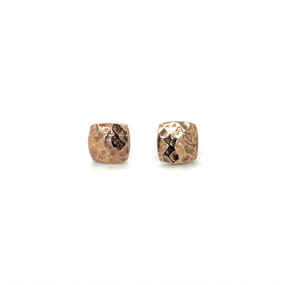 Rose Gold Vermeil Hammered Square Stud Earrings