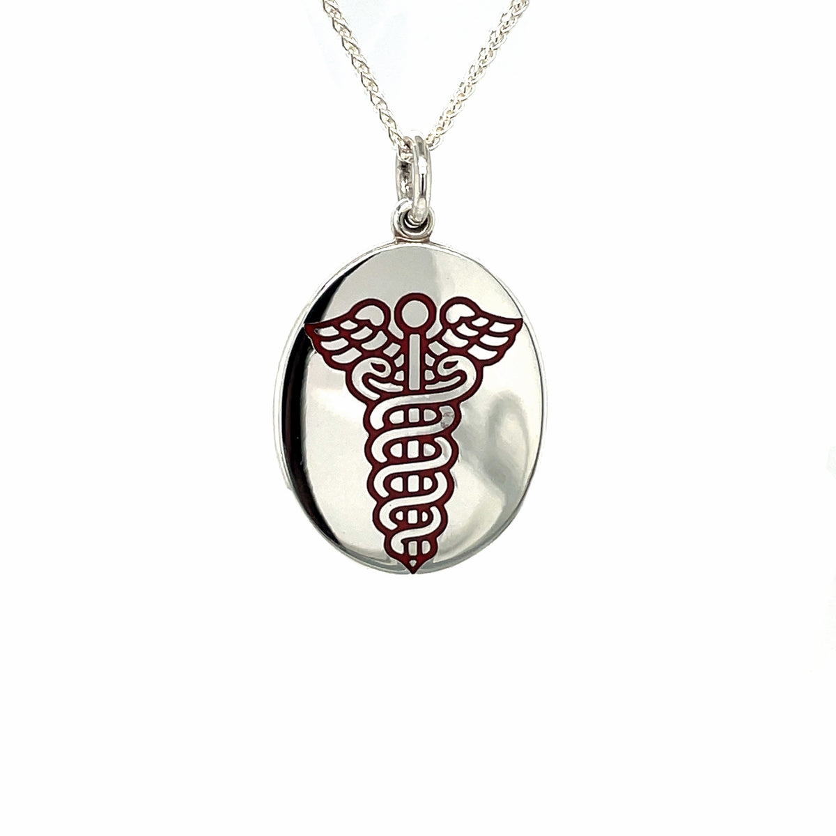 Silver Oval Medic Alert Pendant & Chain