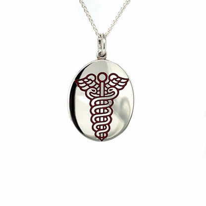 Silver Oval Medic Alert Pendant & Chain