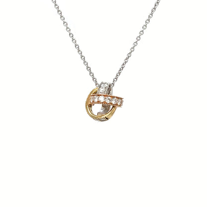 18ct Three-Tone Diamond-Set Knot Pendant & Chain