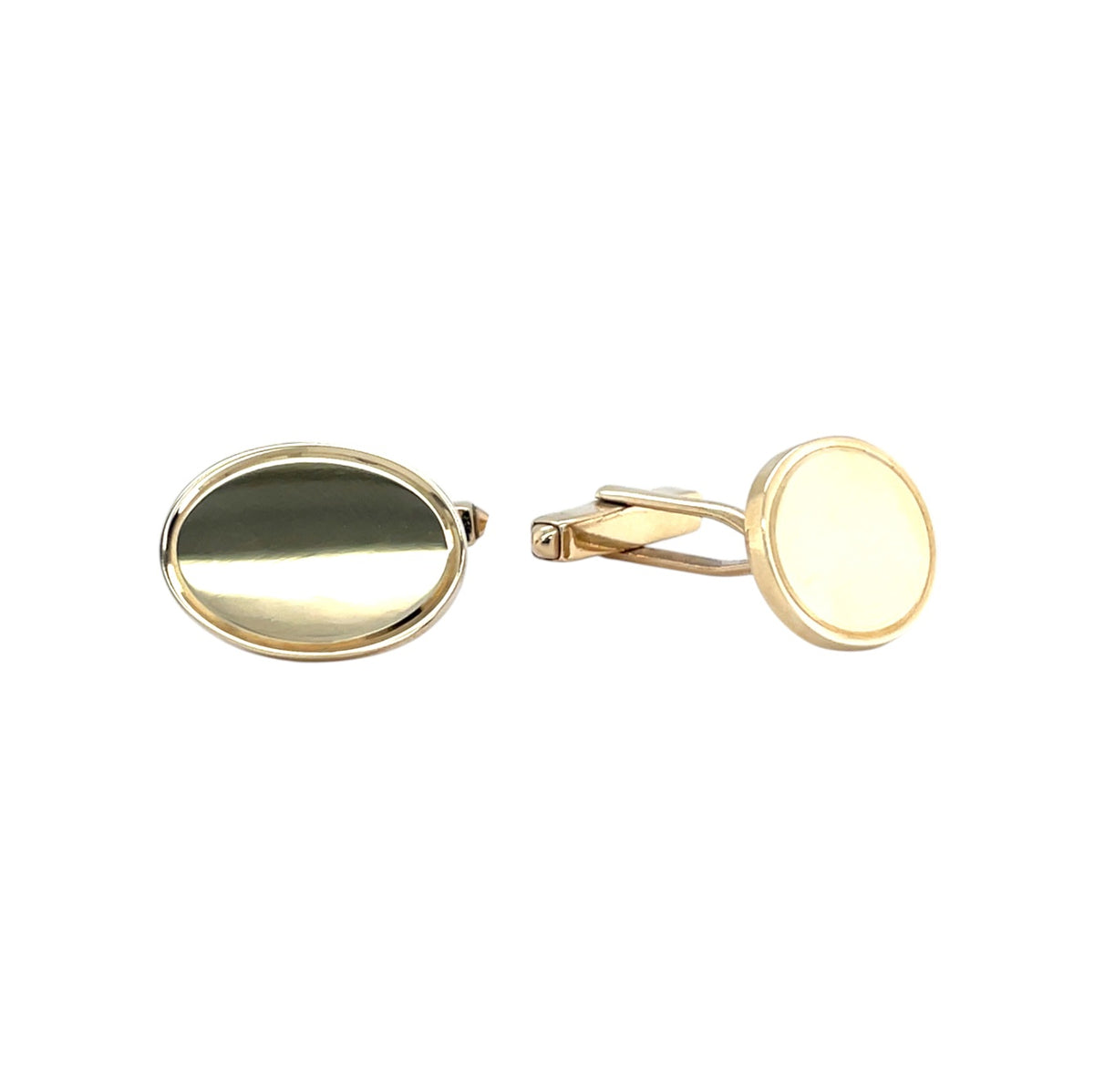 9ct Yellow Gold Heavy Weight Oval Bullet Back Cufflinks