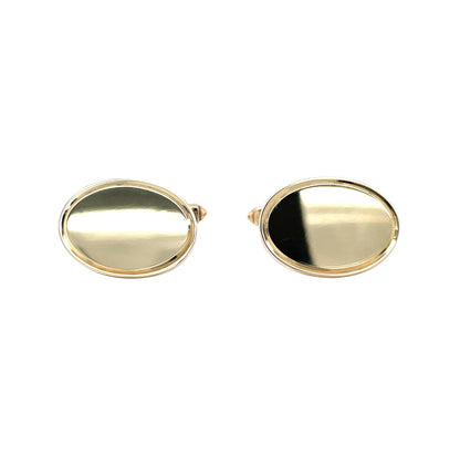 9ct Yellow Gold Heavy Weight Oval Bullet Back Cufflinks
