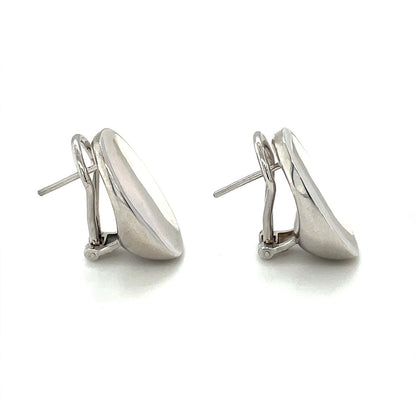 18ct White Gold Concave Oval Stud Earrings