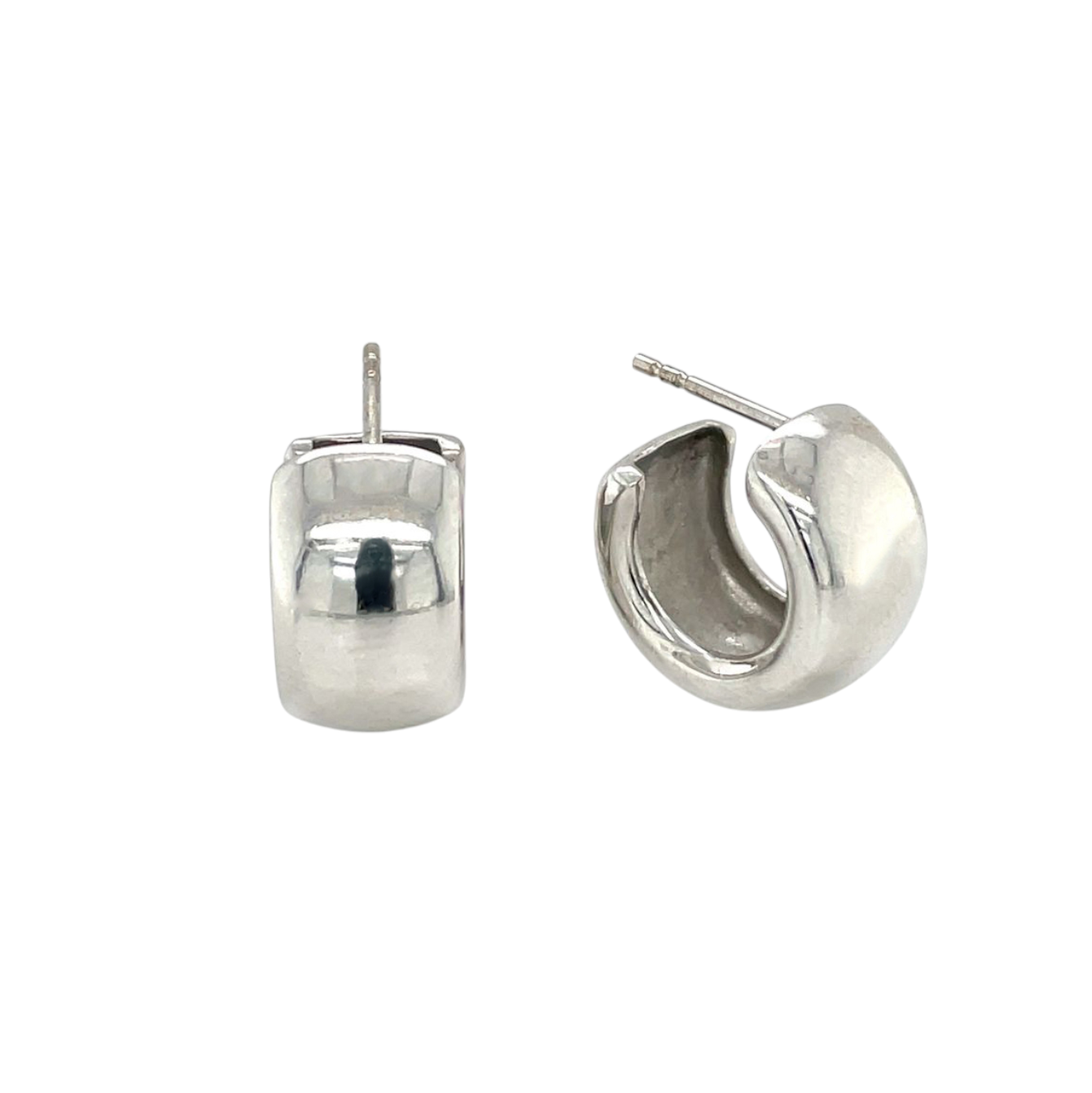 18ct White Gold Chunky Hoop Earrings (9x9mm)