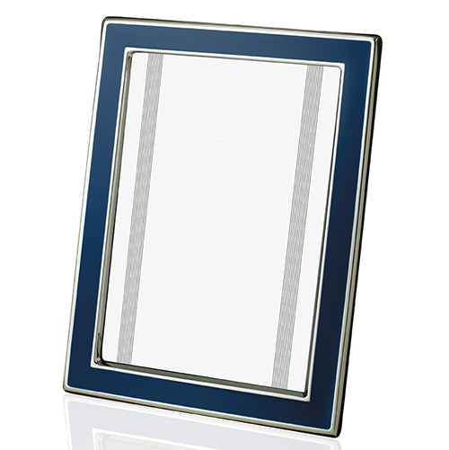 Bristol Dark Blue Enamel And Silver Frame (10x8)
