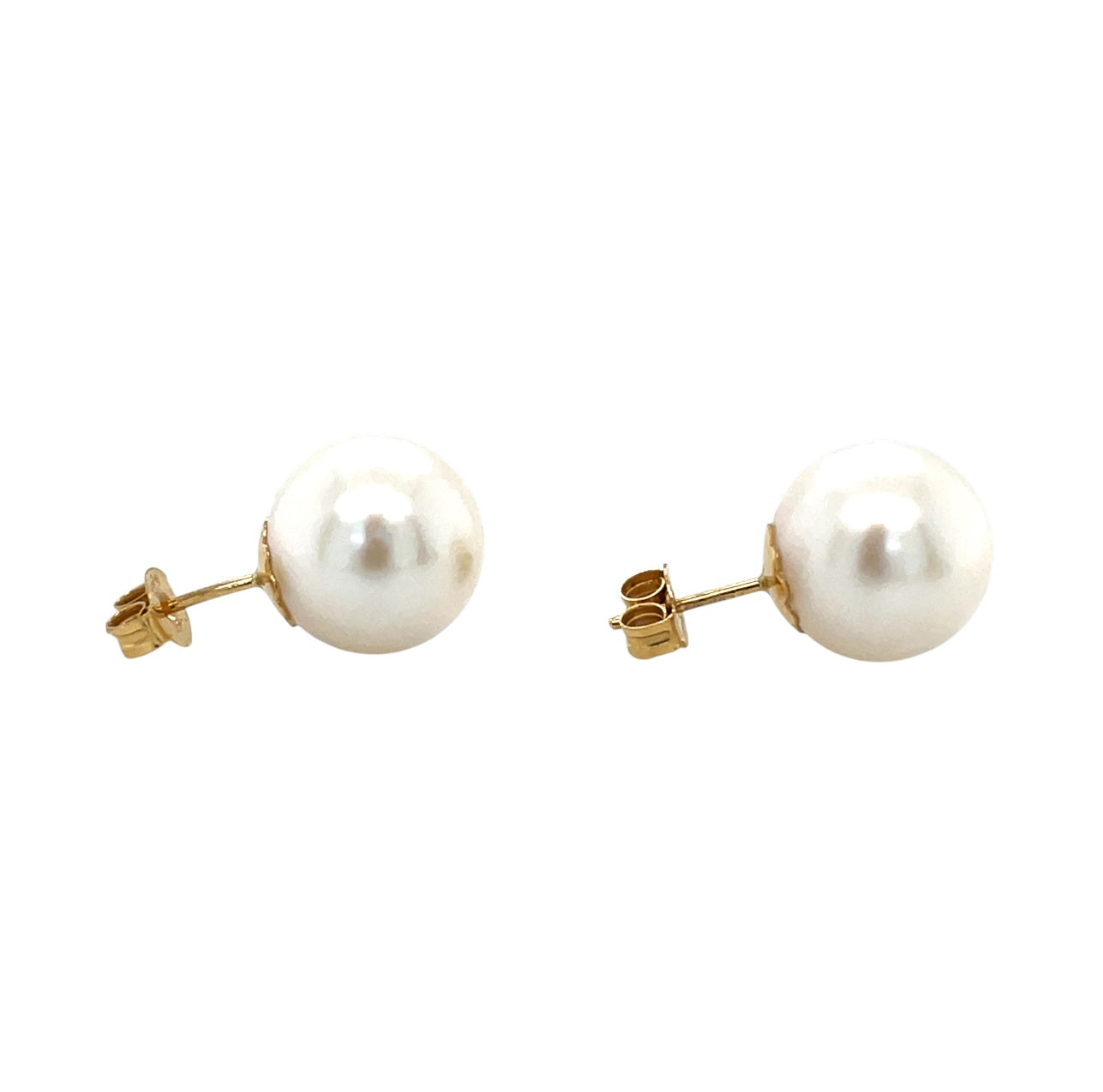 18ct Yellow Gold Large Freshwater Pearl Stud Earrings (12mm)