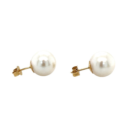 18ct Yellow Gold Large Freshwater Pearl Stud Earrings (12mm)