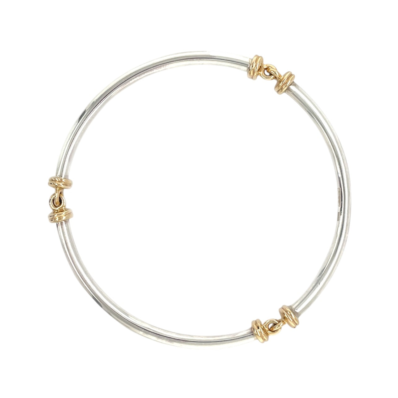Silver & 9ct Yellow Gold Articulated Bangle